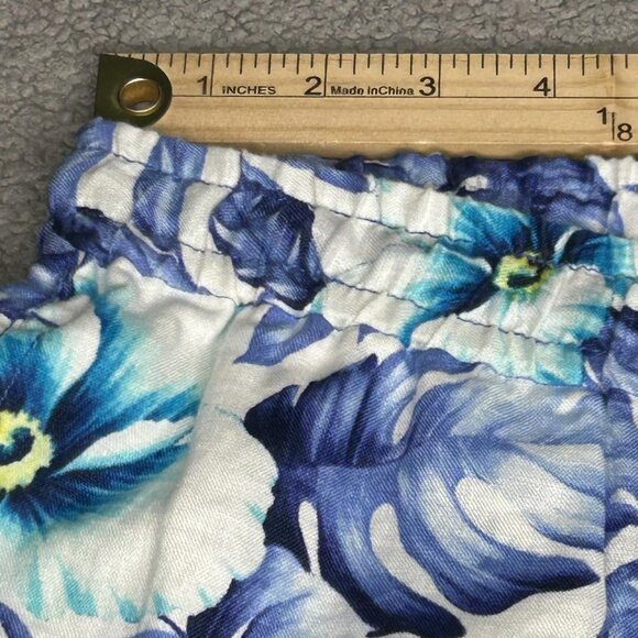 Tommy Bahama Pants Womens Small Blue Floral Linen Pull On Lounge Beach Resort - Picture 9 of 14
